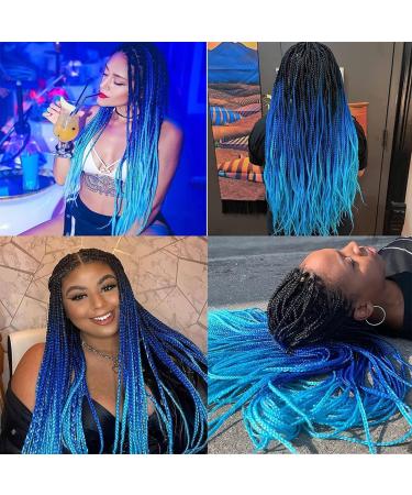 JOCXZI Colored Big Braids Braided Hair Blue Jumbo Braid Synthetic Hair (1 Piece) Hair Extension with 2 Hair Extension Rings for Crochet Twist Braiding Hair - Buy Online on GoSupps.com
