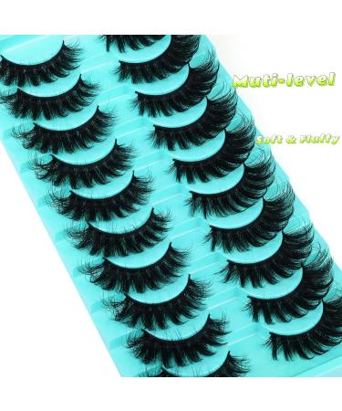 Goddenus E-Cat Eye 8D Full Dramatic False Eyelashes 10 Pairs 18MM Wispy D Curl - Fluffy Mink Strip Pack for Extension-like Look - Buy Online on GoSupps.com