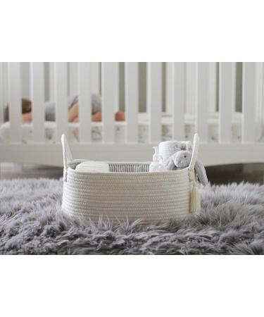 Emmy Baby Co. Large Rope Diaper Caddy Organizer - Nursery Storage Bin with 8 Pockets and Dividers - Creamy White - Buy Online on GoSupps.com
