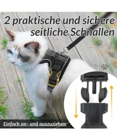 Rabbitgoo Cat Dishes & Black Soft Harness Set - Breakout-Proof Cat Breastplate for Safe Adventures - Buy Online on GoSupps.com