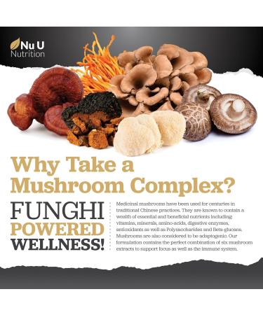Mushroom Complex with Lions Mane 320mg - 150 Vegan Capsules | High Strength 6 Types of Mushrooms - Chaga, Cordyceps, Shiitake, Reishi, Maitake & Lion's Mane with Vitamin D | Lion's Mane Supplement - Buy Online on GoSupps.com