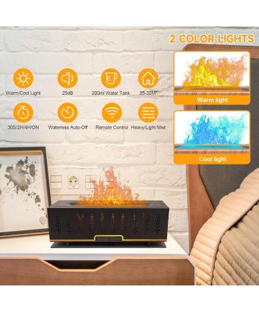 Flame Aroma Essential Oil Diffuser 200ml - Cool Mist Humidifier with Auto-Off 2 Modes & 4 Timers for Bedroom & Home - Black Gray-Black - Buy Online on GoSupps.com