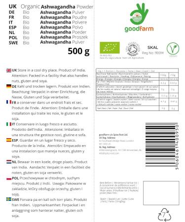 Organic Ashwagandha Powder 500g - Premium Quality Certified Organic Superfood for Stress Relief | Vegan Ayurvedic Adaptogen - 1 kg - Buy Online on GoSupps.com