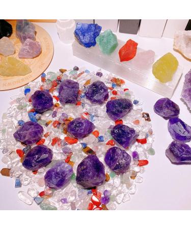 QINJIEJIE Amethyst Crystals - Raw Natural Healing Stones for Polishing Tumbling & Wicca Decor | 0.45 lb Bulk Quartz Gemstones - Buy Online on GoSupps.com