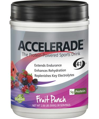 PacificHealth Accelerade, All Natural Sport Hydration Drink Mix with Protein, Carbs, and Electrolytes for Superior Energy Replenishment - Net Wt. 2.06 lb, 30 Serving (Fruit Punch)