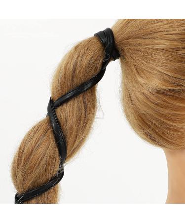 Lurrose Girls PU Leather Adjustable Hair Tie Ponytail Holder - Black | Stylish & Durable | International Shipping Available - Buy Online on GoSupps.com