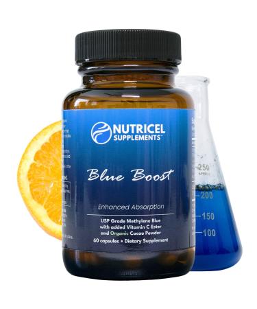Nutricel Methylene Blue Capsules - Pharmaceutical Grade Supplement - Trusted Made in America Brand - 12mg (USP Reference Compliant) with Vitamin C Ester Enhanced Absorption - Third Party Tested (60ct)