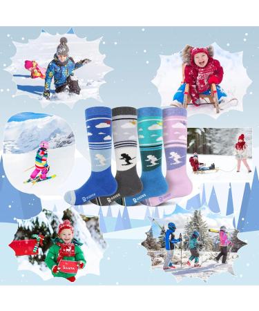Rioroo Merino Wool Ski Socks for Kids | Unisex Thermal Winter Socks - Thick Reinforced Anti-Slip Calf Design in Green & Gray - Buy Online on GoSupps.com