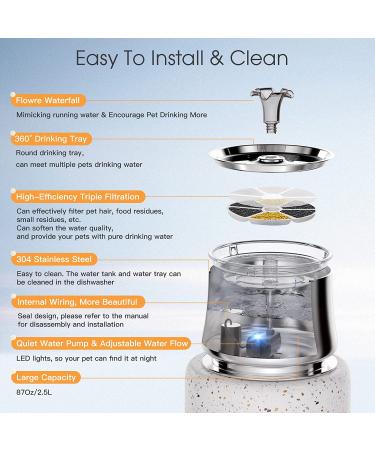 Stainless Steel Cat Water Fountain 2.5L - BPA-Free, Flower Mode, Automatic, USB Adapter - Metal Cat Fountain with Clean Brush & Cloth Filter - Buy Online on GoSupps.com