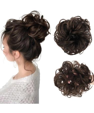 Vlasy Messy Bun Hair Piece for Women Curly Wavy Hair Scrunchies Bun Extensions Hairpieces Synthetic Hair Chignons Accessories Updo for Girls(6# 35g) 35g 6#