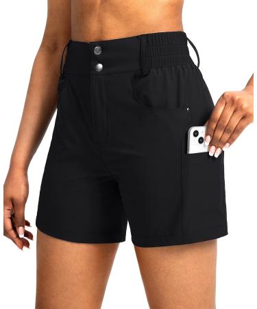 Viodia Women's 5" Hiking Golf Shorts with Pockets High Waist Stretch Cargo Short Shorts for Women Casual Summer Medium Black