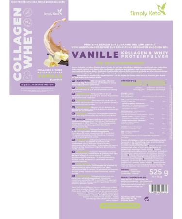  Simply Keto Vanilla Collagen & Whey Protein Powder Keto & Lower Carb Shake 22g Protein 0.5g Net Carbs Gluten-Free Sweetened Stevia Pasture-Raised | 15 Servings - Buy Online on GoSupps.com