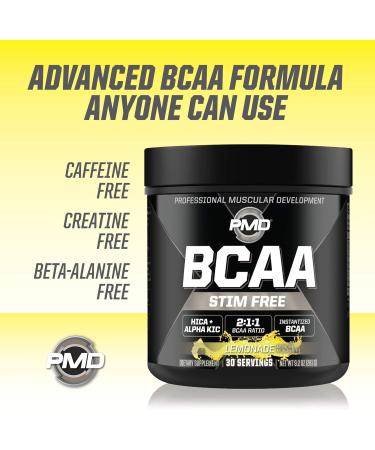 PMD Sports BCAA Stim-Free Amino Acids - Better Workout Performance Enhanced Recovery Daily Energy Muscle Builder and Muscle Sparing - BCAA Powder Drink Mix - Lemonade (30 Servings) - Buy Online on GoSupps.com