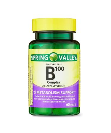 4 TOP CARE B-100 Complex Metabolism Support Dietary Supplement Timed-Release Tablets 60 Count