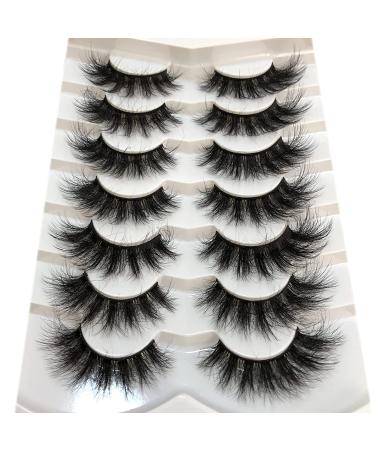 Pooplunch Cat-Eye Fluffy Faux Mink 8D Wispy Lashes - 7 Pairs Pack | Dramatic Long Thick Volume False Eyelashes | 12-18MM - Buy Online on GoSupps.com