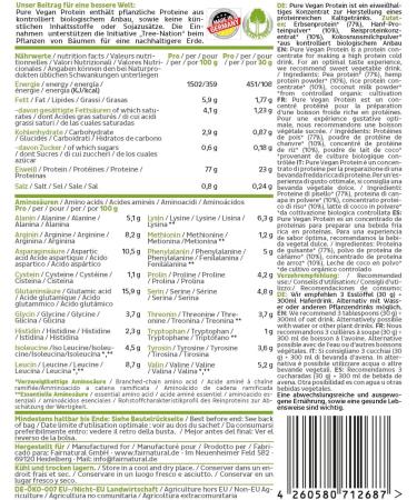 Vegan Protein Powder 600g - Soy-Free Bio-Neutral Low-Carb No Added Sweeteners - High Protein (3k) for Baking - Made in Germany - Buy Online on GoSupps.com