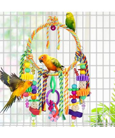 TeTupGa Bird Toy Bird Swing Toys Hanging Cotton Rope Rings Parrot Perch with Colorful Chewing Toys for Cockatiel Lovebirds Finches Parakeets Conure and Small Birds - Buy Online on GoSupps.com