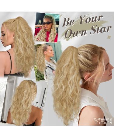 BARSDAR Blonde Ponytail Extension - 18 Inch Long Curly Wavy Claw Clip Hairpiece for Women - Synthetic Multi-layered Ponytail Extension in Buttery Blonde Ombre Beige - Ideal for Daily, Party, Halloween - Buy Online on GoSupps.com