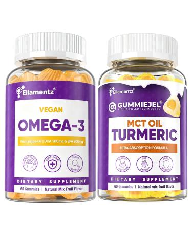 Omega 3 Gummies 2 Pack + 1 Pack Turmeric Gummies with Ginger