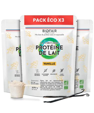 BIOFAIR NUTRITION Whey Protein Vanilla Bio 3 pieces healthy 100 natural and from our French pastures vanilla flavor 1500 g