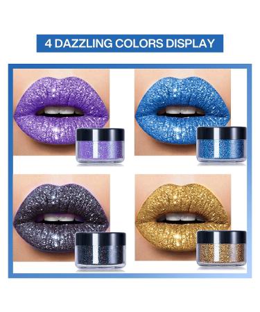 LOKFAR Glitter Lip Kit - Shiny Diamond and Metallic Lip Makeup Set (Cool Colors) | Waterproof & Long Lasting - Buy Online on GoSupps.com