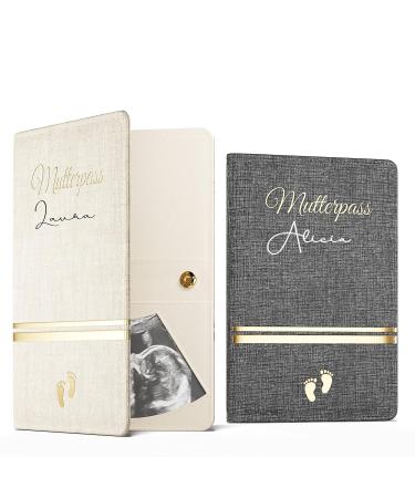 Bl4ckPrint - Motherpass cover made of synthetic leather personalized name organizer for vaccination pass Mother pass ultrasound images many subjects of German Austrian mother pass gift for pregnant women (cream) - Buy Online on GoSupps.com