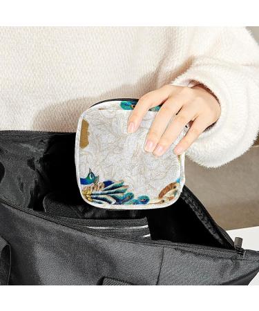 GIAPB Period Bag Sanitary Napkin & Makeup Travel Pouch | Vintage Peacock Bird Design - Buy Online on GoSupps.com