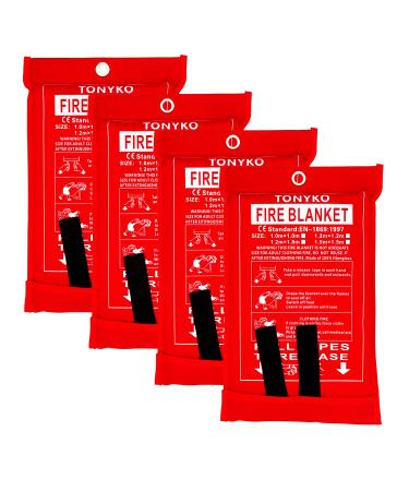 TONYKO Emergency Fire Blankets, Flame Retardant Protection and Heat Insulation Designed for Kitchen,Fireplace,Grill,Car,Camping White(4pack)