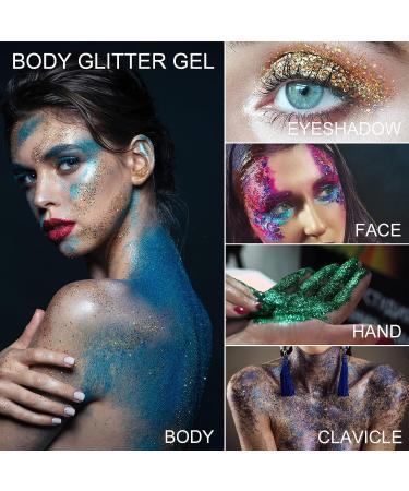Holographic Body Glitter Gel - Waterproof, Long-Lasting Liquid Chunky Glitter Eyeshadow for Face, Body, Nails - Rave Festival Party Makeup - 1oz (Brass Green) - Buy Online on GoSupps.com