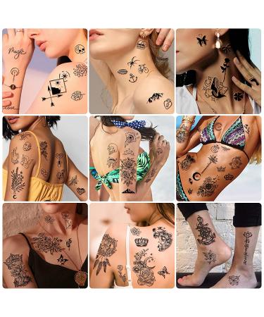 Yazhiji 49 Large Flowers Butterflies Crown Temporary Tattoos - Waterproof Fake Tattoos for Women, Girls, Kids, and Adults - Buy Online on GoSupps.com