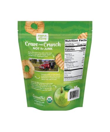 Organic Green Apple Chips - Gourmet Nut Simple Slices Made from USA Grown Apples - No Added Sugar - 3.5oz Bags - Pack of 3 - Buy Online on GoSupps.com