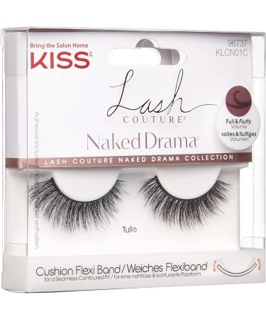 KISS Lash Couture Naked Drama Collection 1 Pair of False Lashes Tulle Full and Fluffy Faux Mink Fake Eyelashes with Cushion Flexi Band includes Lash Glue - Buy Online on GoSupps.com