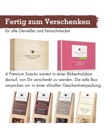 Wellnuss Ladiesnight Gift Set | Premium 4 Nut & Chocolate Snacks in Birch Wood Box | Perfect Gift for Women Girlfriend Mother Sister - Buy Online on GoSupps.com
