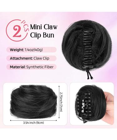 HOOJIH Messy Bun Hair Piece 2 PCS Space Buns Claw Clip Extensions - Natural Black Hair Accessories for Women - Buy Online on GoSupps.com