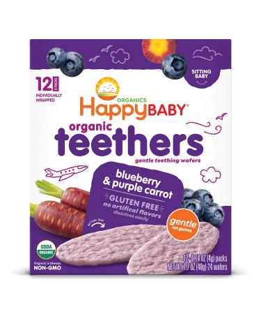 Happy Baby Organics Teether, Blueberry & Purple Carrot, 12 Count (Pack of 6) Blueberry Purple Carrot