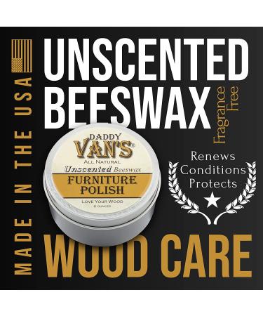 Daddy Van's All Natural Unscented Beeswax Furniture Polish - Non-Toxic Wood Wax for Furniture, Antiques, Cabinets, and Butcher Blocks - Buy Online on GoSupps.com