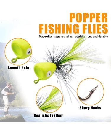 12pcs Colorful Fly Fishing Poppers for Bass, Trout, Salmon - Freshwater Topwater Lures with Hooks - White Assortment - Buy Online on GoSupps.com