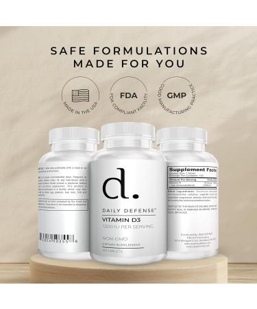 Daily Defense Immune Defense Supplements Vitamin D3 1500 IU for Heart Health Daily Immune Support Mental Clarity & Muscle Function - 100 Vitamin D Tablets (D3 1500 IU) - Buy Online on GoSupps.com