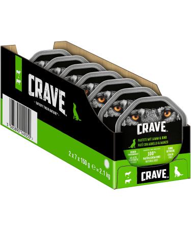 Crave adult dog water feed pate with lamb & beef 14 bowls 7x150g (2 -pack) - Premium dog food wet with a high protein content without the addition of cereals
