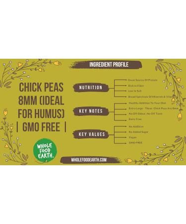 Wholefood Earth Dried Chick Peas 8mm 1kg - Ideal for Hummus | GMO Free, Natural, Vegan | High Protein - Buy Online on GoSupps.com