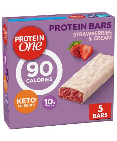 Protein One 90 Calorie Protein Bars Strawberries and Cream Keto Friendly 5 Ct 4.8 oz Strawberries and Cream 5 Count (Pack of 1)