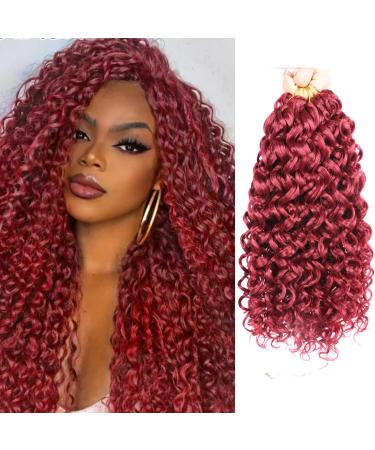 Gogo Curl Crochet Hair 12 Inch 7 Packs Short Burgundy Curly Crochet Hair for Black Women Water Wave Crochet Human Hair Deep Wave Beach Curl Crochet Synthetic Hair Extensions(12 Inch Bug) Bug 12 Inch(pack of 7)