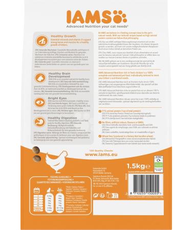 IAMS Junior Dry Cat Food with Chicken for Kittens (1-12 Months) - 1.5 kg Pack | Premium Nutrition for Healthy Growth - Buy Online on GoSupps.com