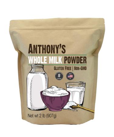 Anthony's Whole Milk Powder, 2 lb, Gluten Free, Non GMO, Made in USA 2 Pound (Pack of 1)