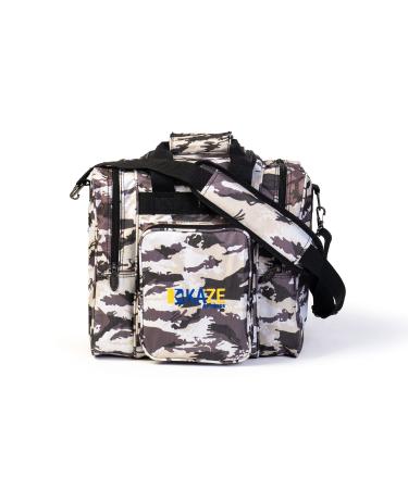 KAZE SPORTS Deluxe Bowling Bag for Single Ball - Tote Bag with Two Side Pockets White Camo