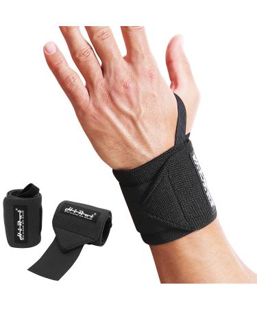 HiRui Wrist Wraps with Thumb Loop 18 Professional Compression Wrist Strap Wrist Brace Support for Weightlifting Workout Pair Black