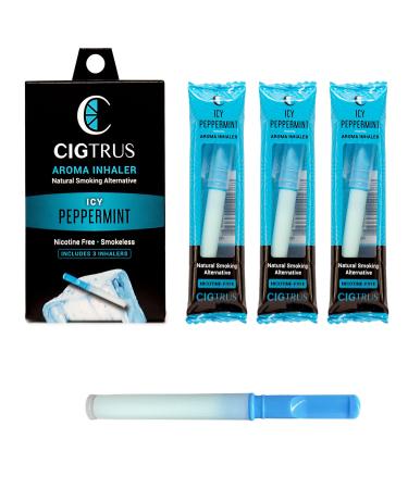 Cigtrus Flavored Air Inhaler Stick for Oral Fixation Quit Smoking Aid Craving Relief Tobacco Free Nicotine Free Non Electric Support 3 Pack (ICY Peppermint)