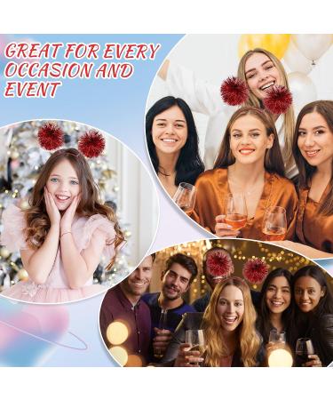 WLLHYF Foil Strips Pom Pom Headband Tinsel Fashion Headband Fluffy Ball Hair Loop Cosplay Hair Accessories for Women Girls Christmas Party Birthday Red - Buy Online on GoSupps.com