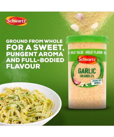 Schwartz Garlic Granules Drum 145g - Rich Full-Bodied Flavor for Bolognese, Pasta, Pizza & Stir Fry - Buy Online on GoSupps.com