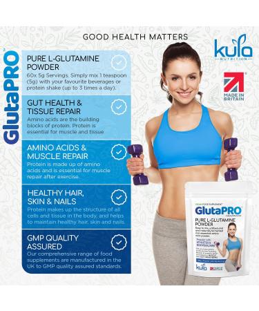 GlutaPRO Pure L Glutamine Powder 300g - Muscle Growth & Gut Health Support - Buy Online on GoSupps.com